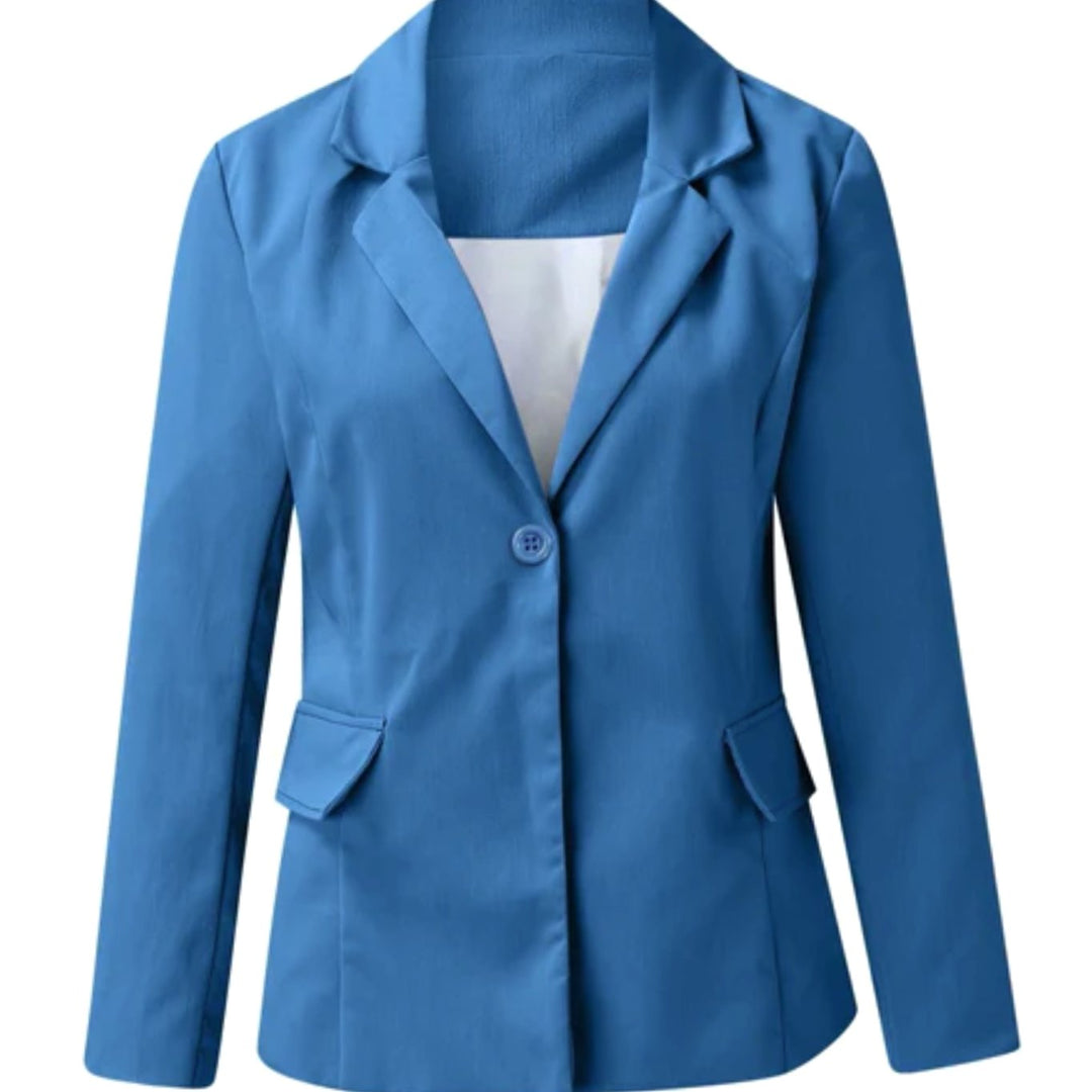 Women's Open Front Long-Sleeve Work Blazer - Blue