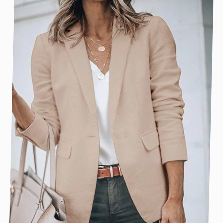 Women's Open Front Long-Sleeve Work Blazer - Light Brown
