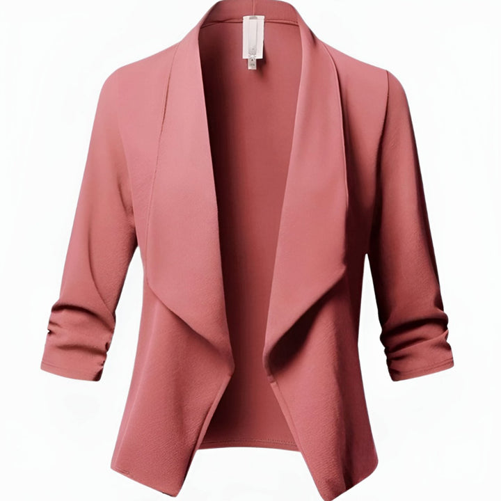 Women's Open-Front Ruched-Sleeve Casual Office Blazer