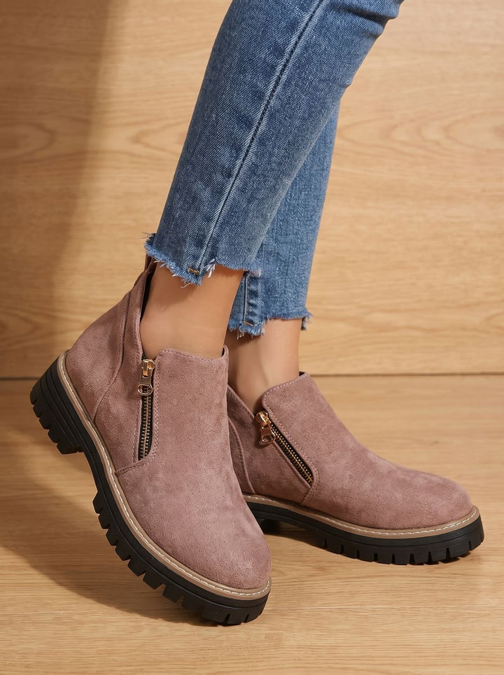 Women's Orthopedic Ankle Boots Side-Zip Leopard Print Booties