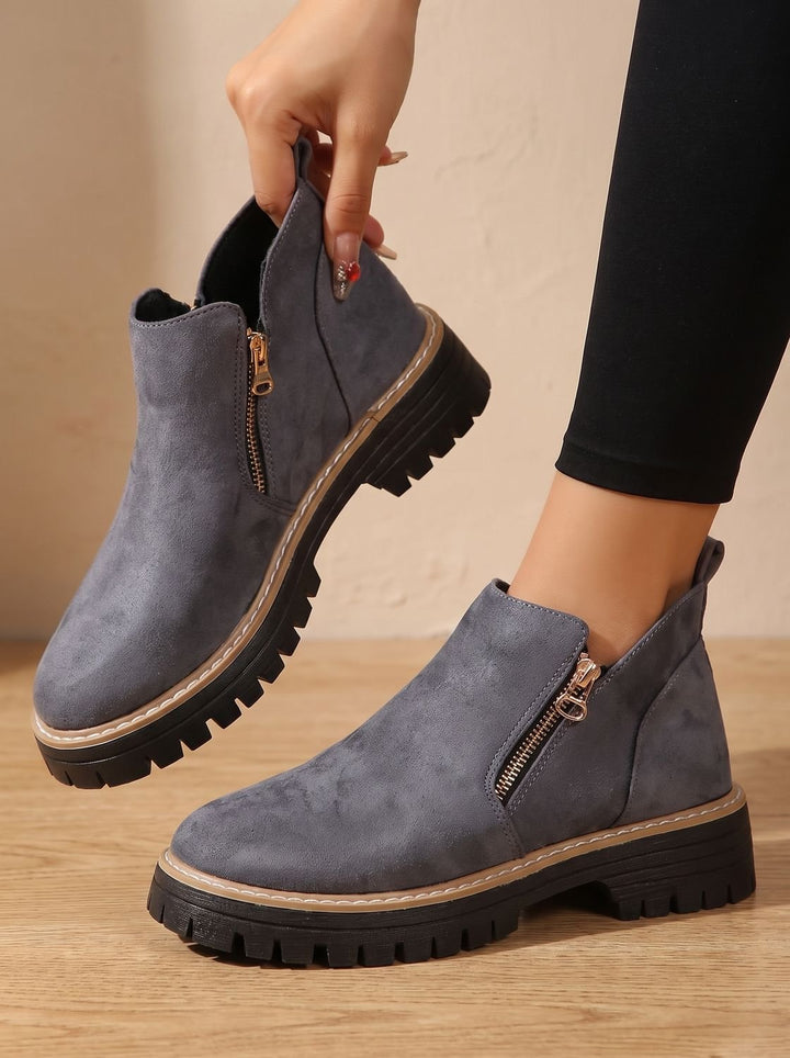 Women's Orthopedic Ankle Boots Side-Zip Leopard Print Booties
