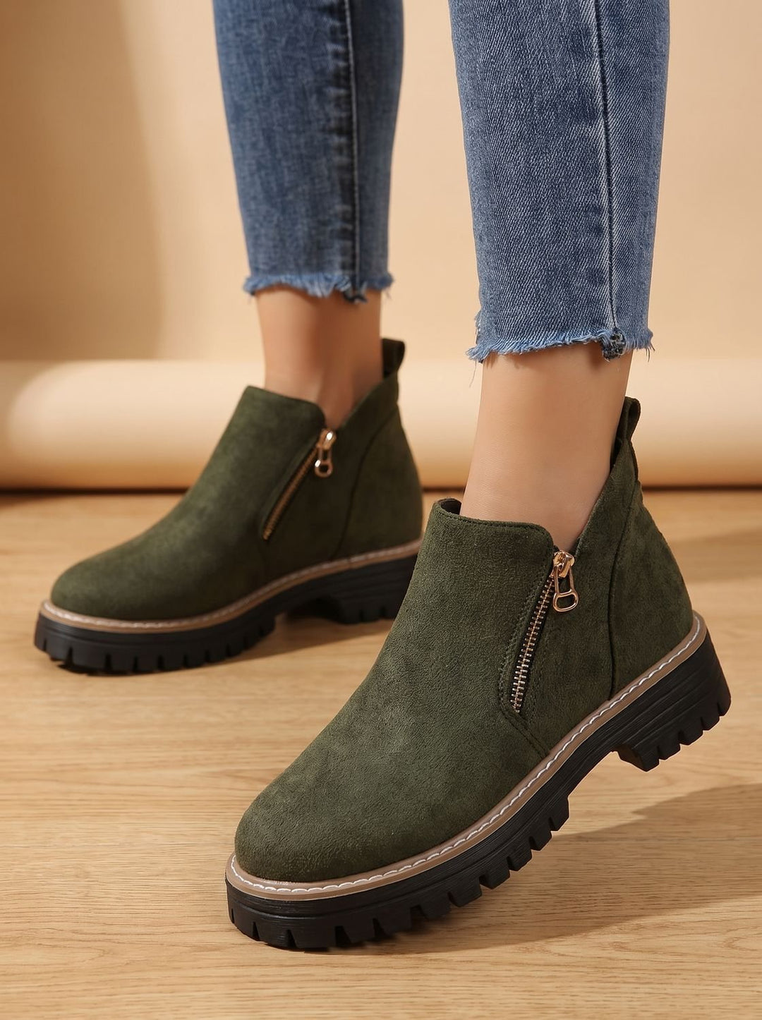 Women's Orthopedic Ankle Boots Side-Zip Leopard Print Booties