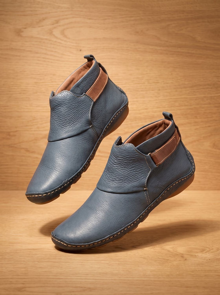 Women's Orthopedic Ankle Boots Slip-On Flat Booties - Grey
