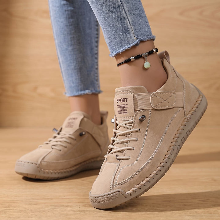 Women's Orthopedic Arch-Support Lace-Up Low-Top Sneakers - Beige
