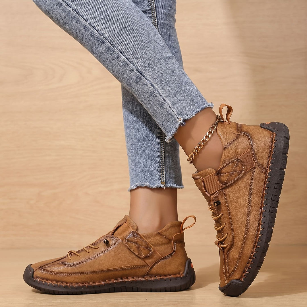 Women's Orthopedic Arch-Support Lace-Up Low-Top Sneakers - Brown