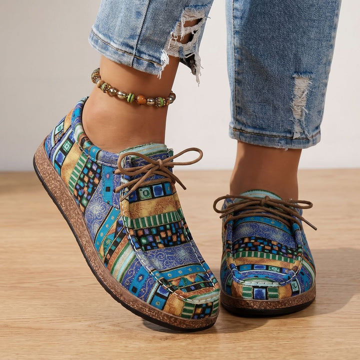 Women's Orthopedic Boho Patchwork Lace-Up Comfort Sneakers