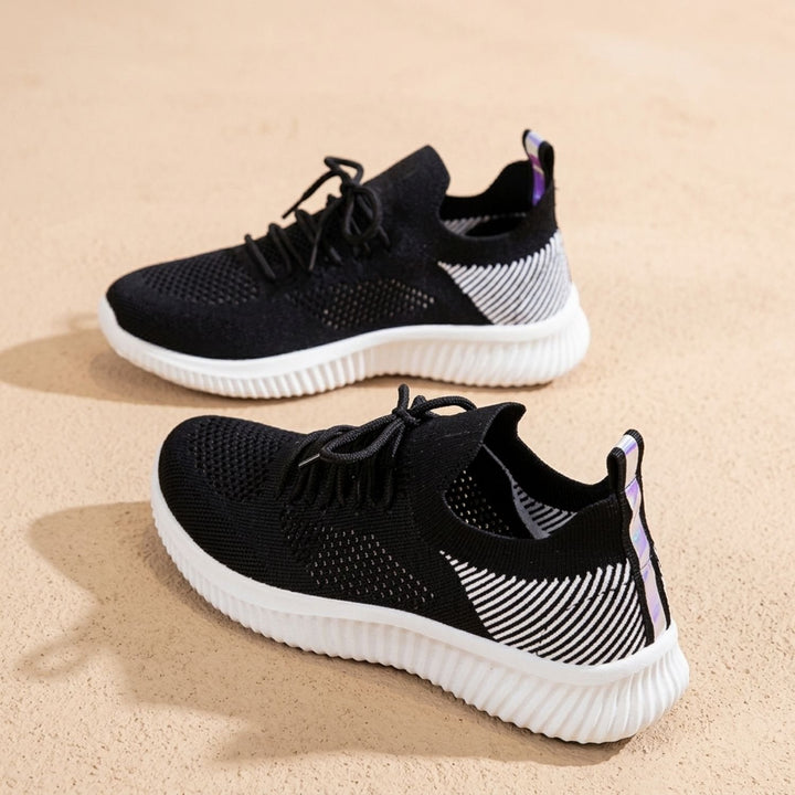 Women's Orthopedic Breathable Knit Lace-Up Sneakers - White