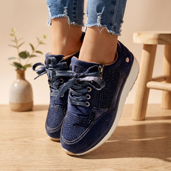 Women's Orthopedic Bunion Relief Rhinestone Lace-Up Sneakers