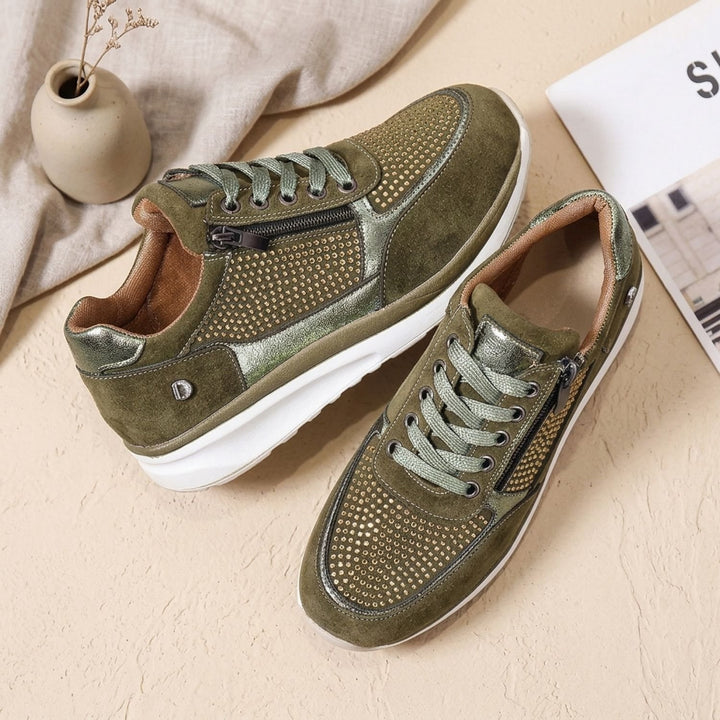 Women's Orthopedic Bunion Relief Rhinestone Lace-Up Sneakers