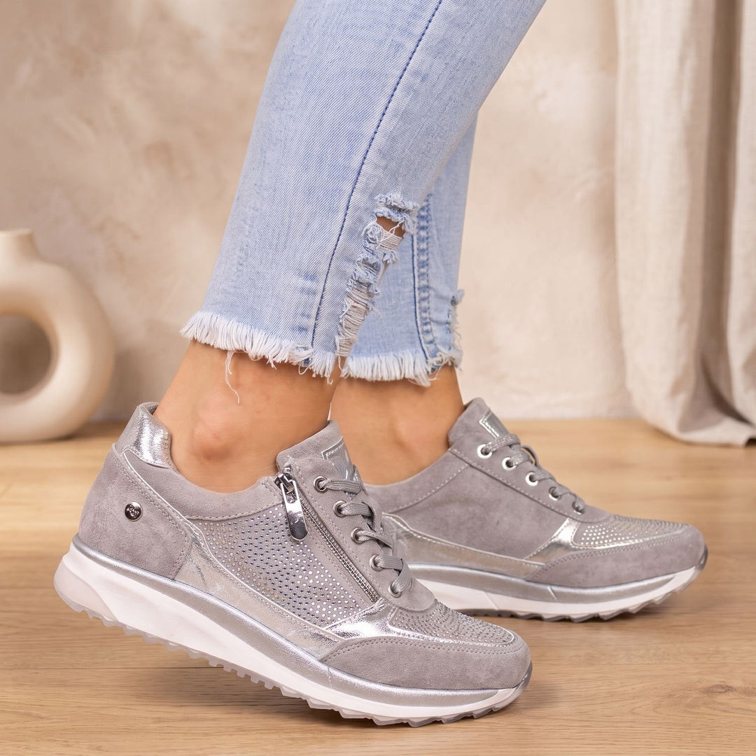 Women's Orthopedic Bunion Relief Rhinestone Lace-Up Sneakers