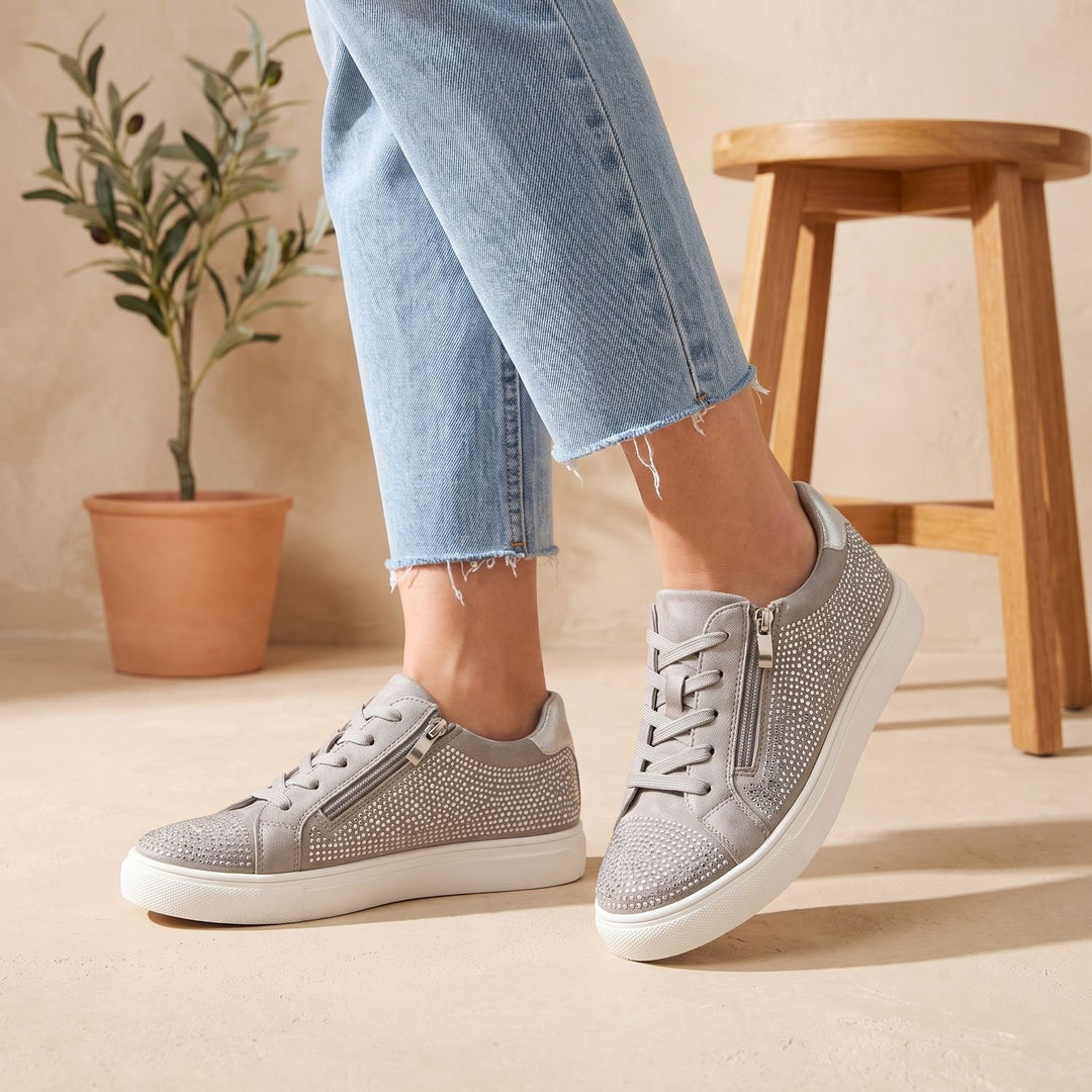 Women's Orthopedic Bunion Relief Rhinestone Lace-Up Sneakers