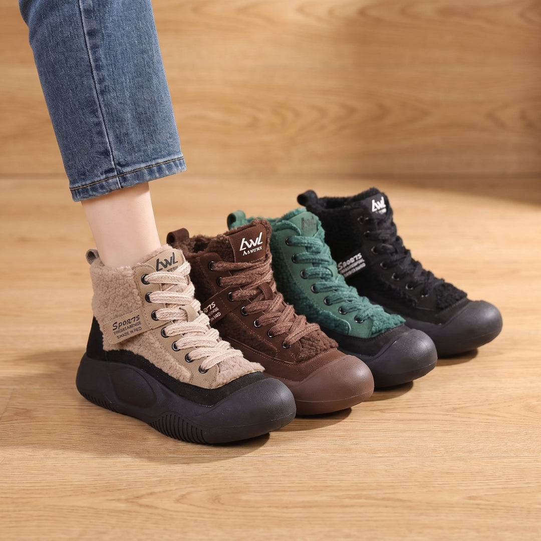 Women's Orthopedic Comfort Lace-Up Fleece Winter Sneaker Boots