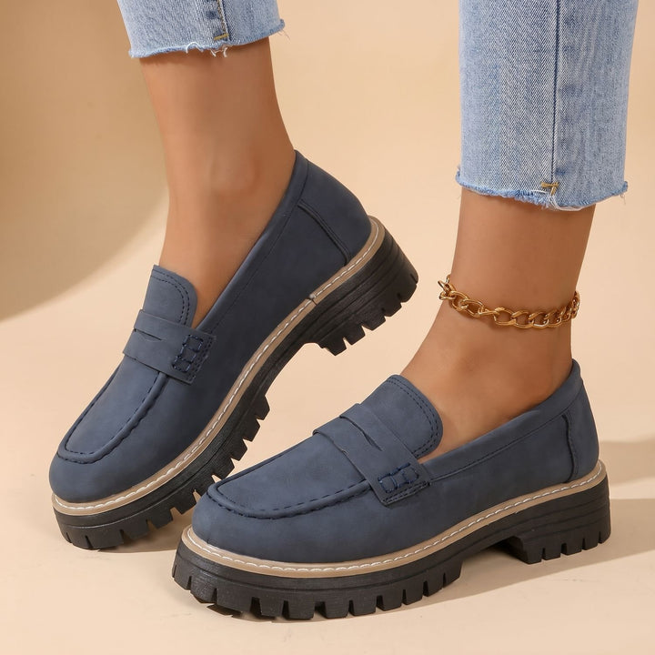 Women's Orthopedic Cushioned Platform Penny Loafers - Blue