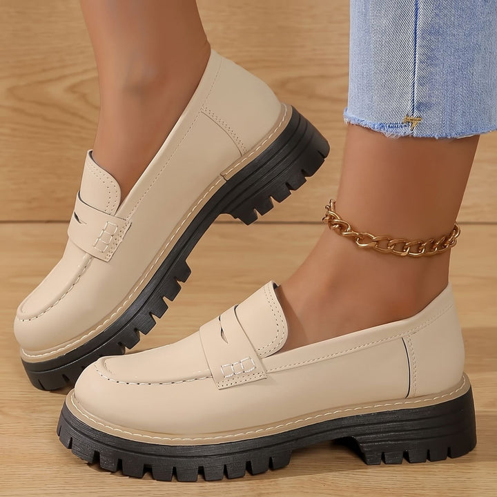 Women's Orthopedic Cushioned Platform Penny Loafers - Beige