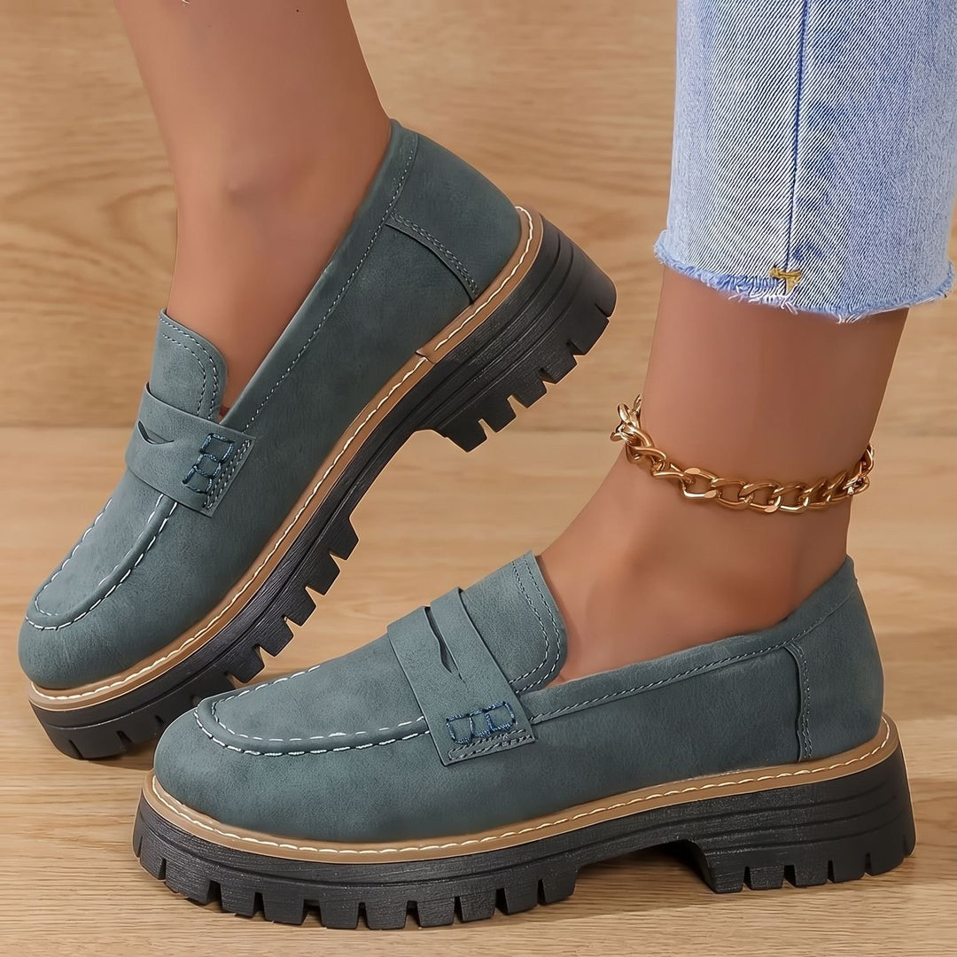 Women's Orthopedic Cushioned Platform Penny Loafers - Green