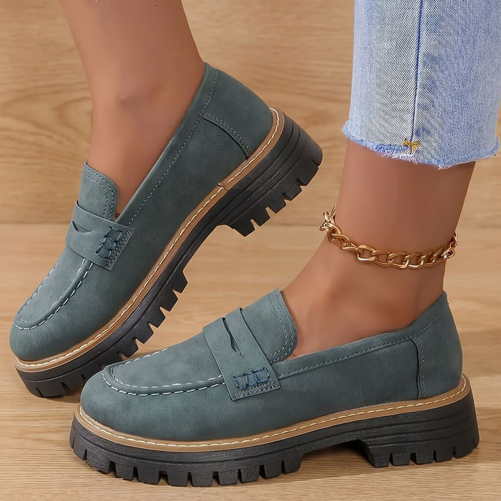 Women's Orthopedic Cushioned Platform Penny Loafers - Green