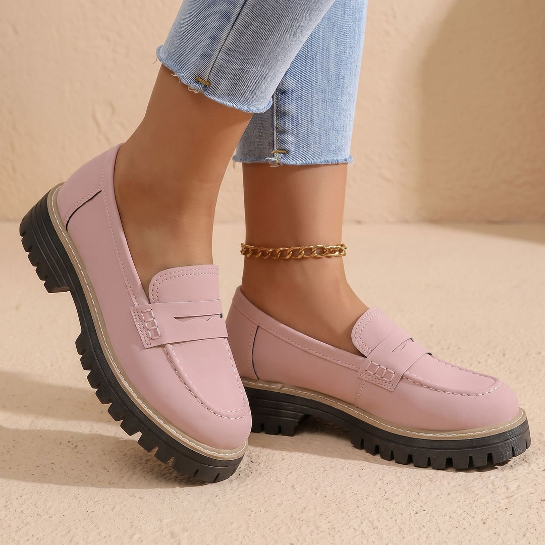 Women's Orthopedic Cushioned Platform Penny Loafers - Pink