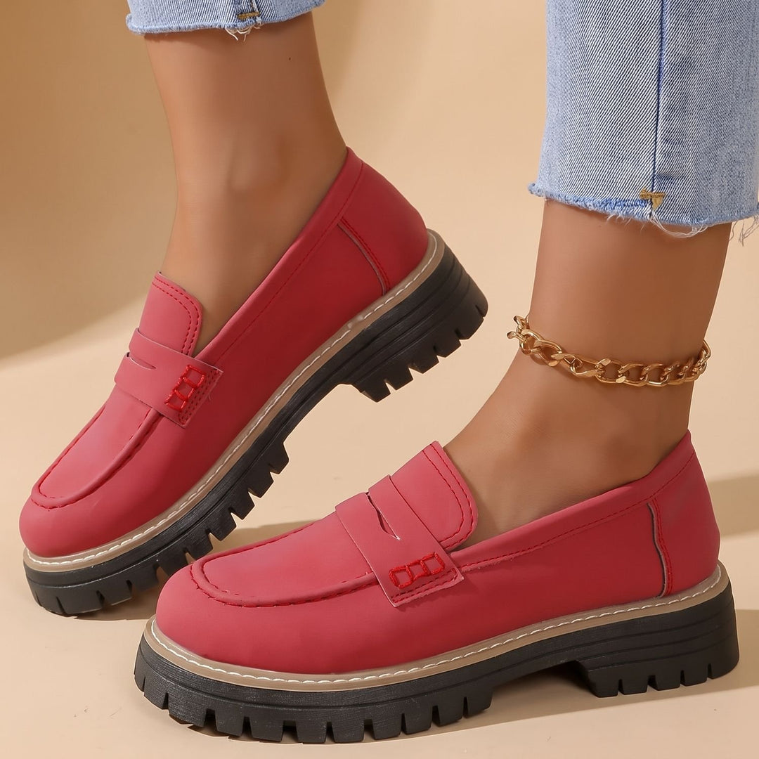 Women's Orthopedic Cushioned Platform Penny Loafers - Red