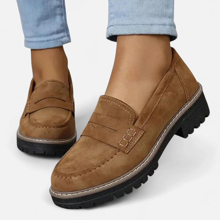 Women's Orthopedic Cushioned Slip-On Platform Penny Loafers - Brown