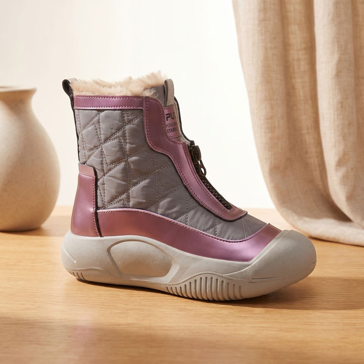 Women's Orthopedic Fur-Lined Quilted Snow Boots - Purple