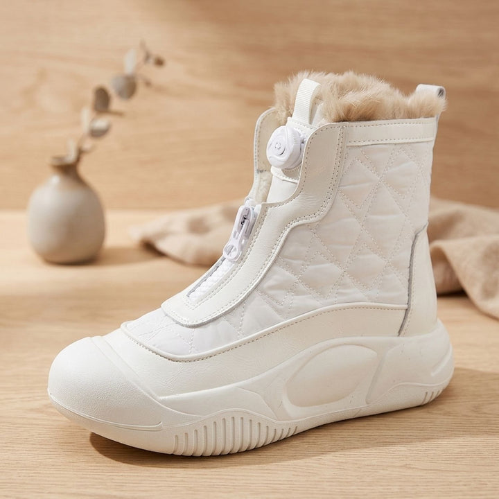 Women's Orthopedic Fur-Lined Quilted Snow Boots - White