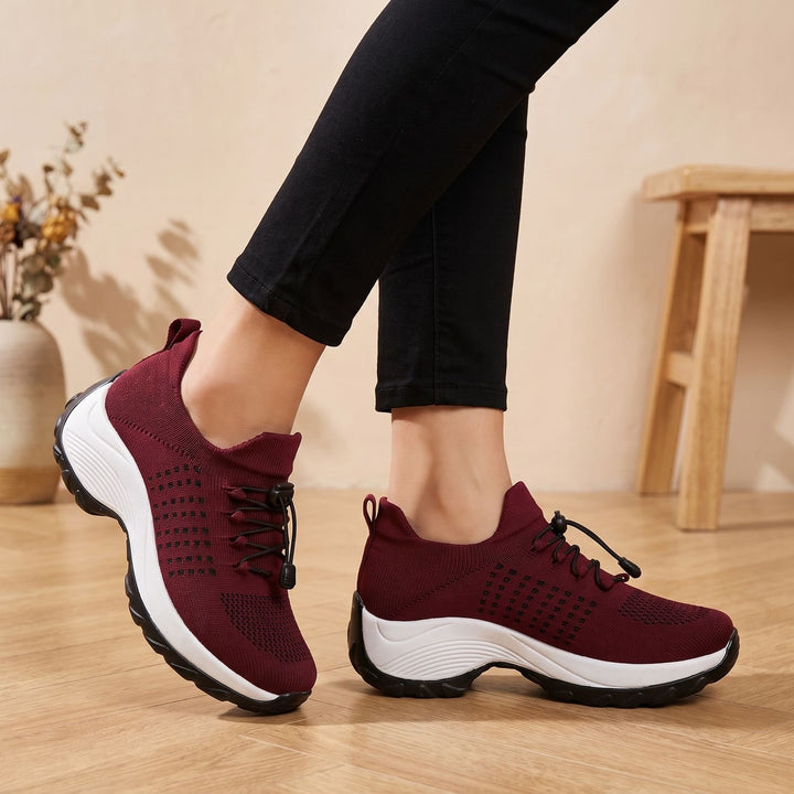 Women's Orthopedic Knit Platform Lace-Up Sneakers