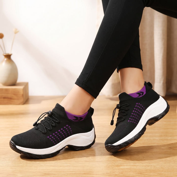 Women's Orthopedic Knit Platform Lace-Up Sneakers