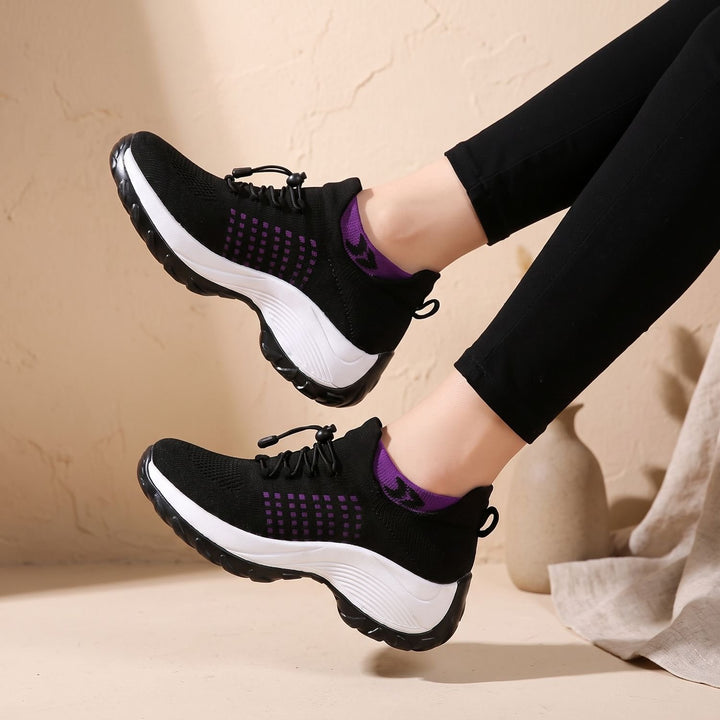Women's Orthopedic Knit Platform Lace-Up Sneakers