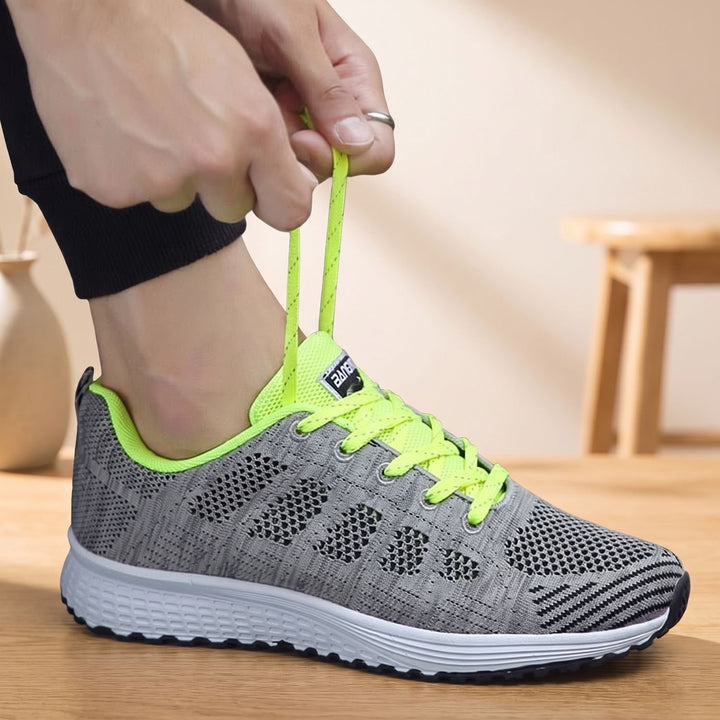 Women's Orthopedic Lace-Up Breathable Mesh Sneakers - Green