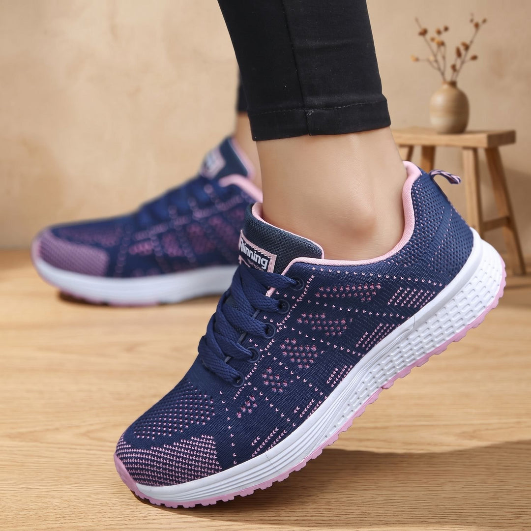 Women's Orthopedic Lace-Up Breathable Mesh Sneakers - Blue