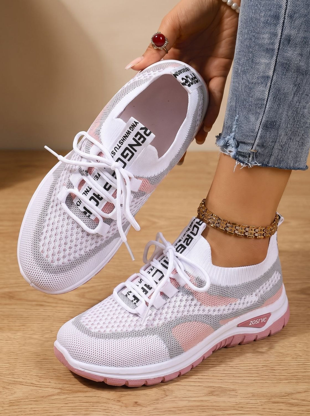 Women's Orthopedic Lace-Up Breathable Mesh Walking Sneakers