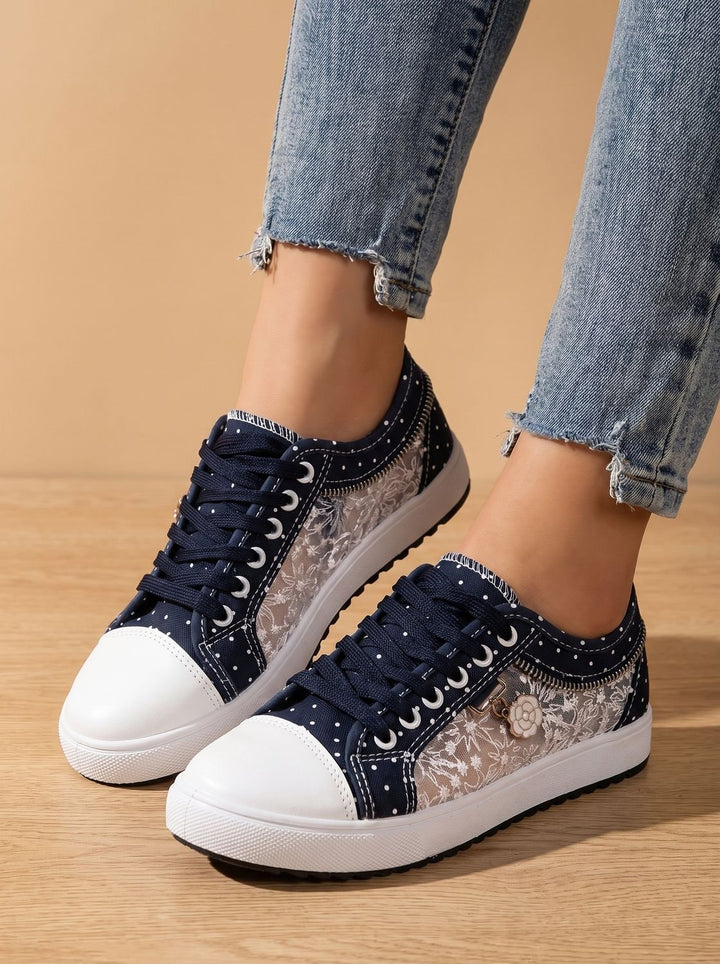 Women's Orthopedic Lace-Up Floral Mesh Platform Sneakers