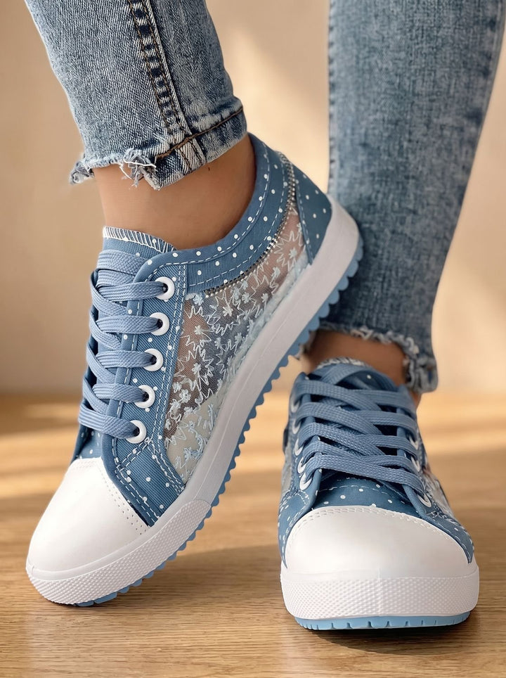 Women's Orthopedic Lace-Up Floral Mesh Platform Sneakers