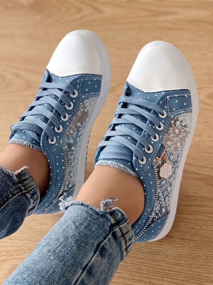 Women's Orthopedic Lace-Up Floral Mesh Platform Sneakers