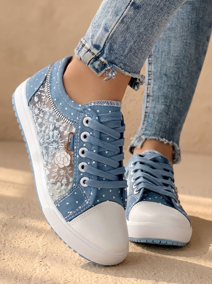 Women's Orthopedic Lace-Up Floral Mesh Platform Sneakers