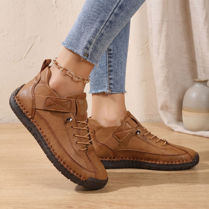 Women's Orthopedic Lace-Up High-Top Cushioned Sneakers - Brown