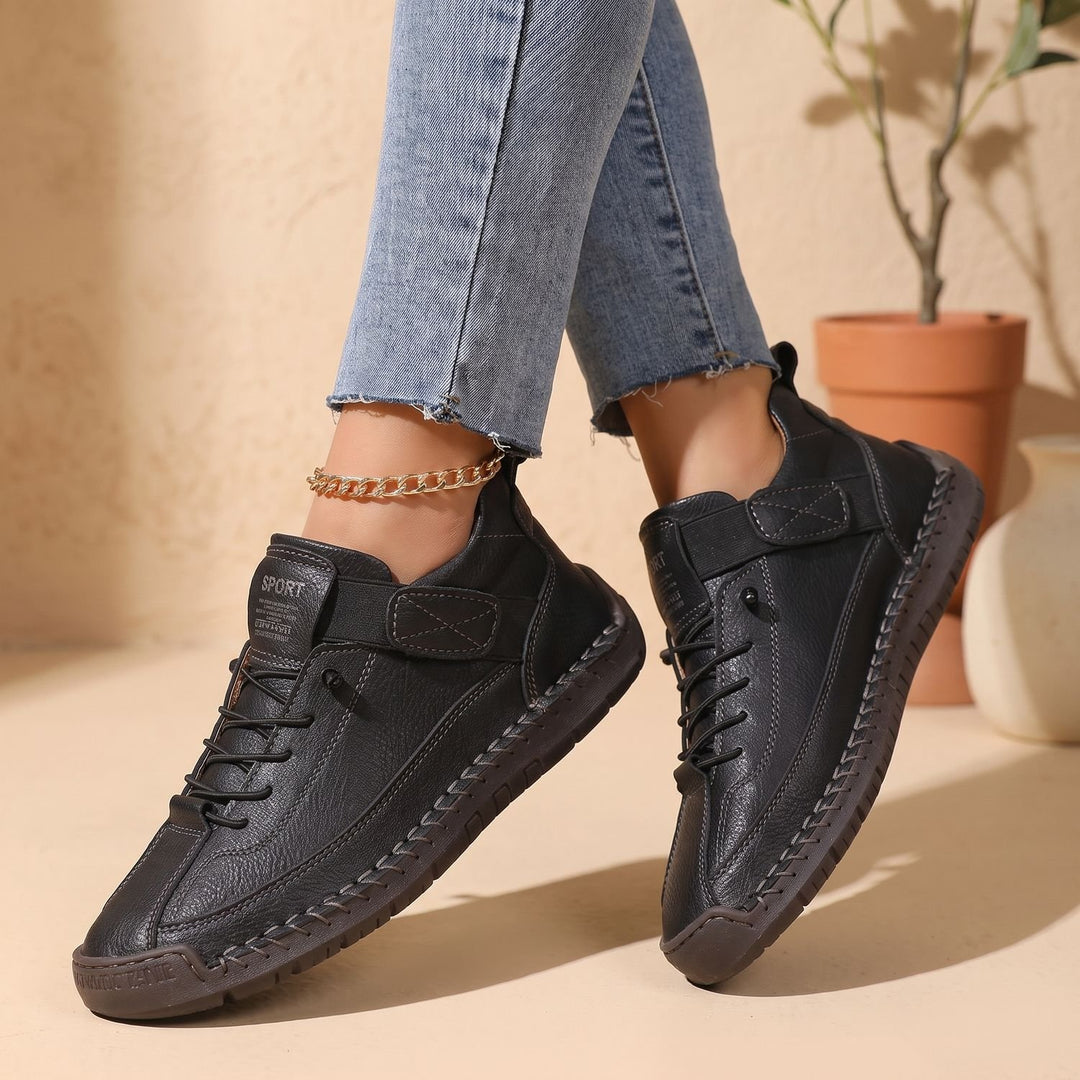 Women's Orthopedic Lace-Up High-Top Cushioned Sneakers - Black