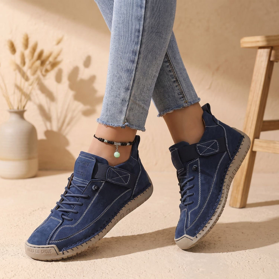 Women's Orthopedic Lace-Up High-Top Cushioned Sneakers - Blue