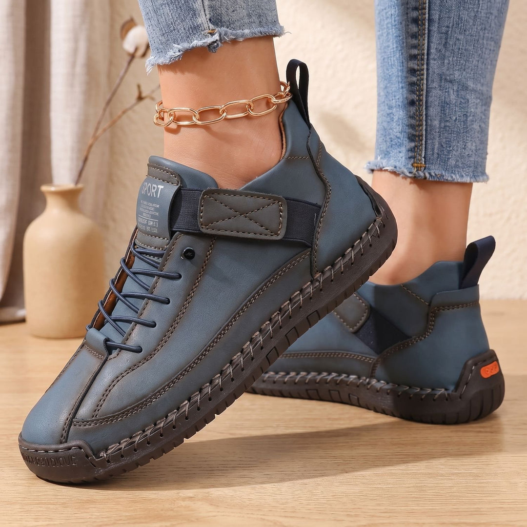 Women's Orthopedic Lace-Up High-Top Cushioned Sneakers - Dark Blue