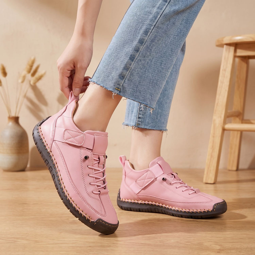 Women's Orthopedic Lace-Up High-Top Cushioned Sneakers - Pink