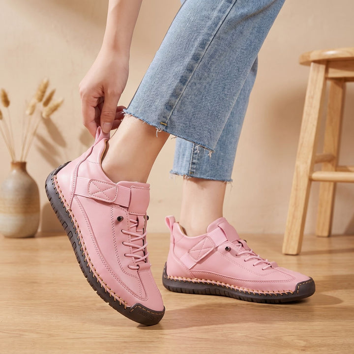 Women's Orthopedic Lace-Up High-Top Cushioned Sneakers - Pink