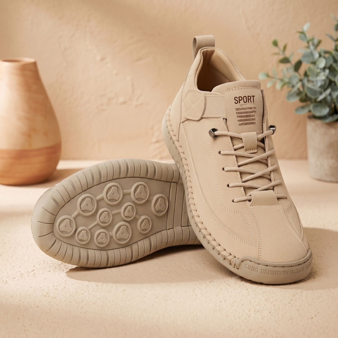 Women's Orthopedic Lace-Up Low-Top Walking Sneakers - Beige