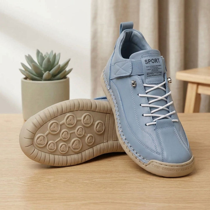 Women's Orthopedic Lace-Up Low-Top Walking Sneakers - Light Blue