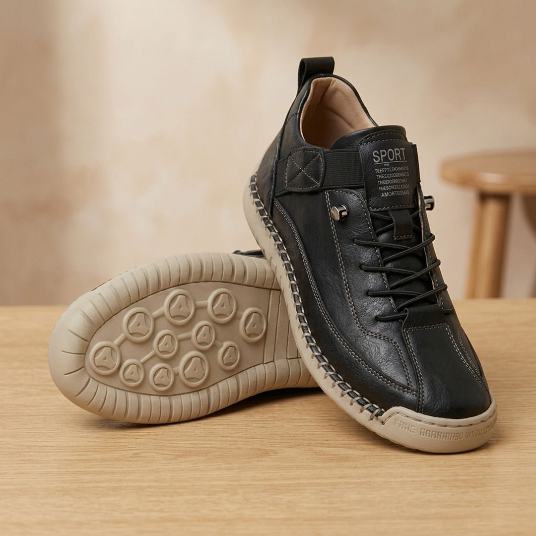 Women's Orthopedic Lace-Up Low-Top Walking Sneakers - Black and Beige