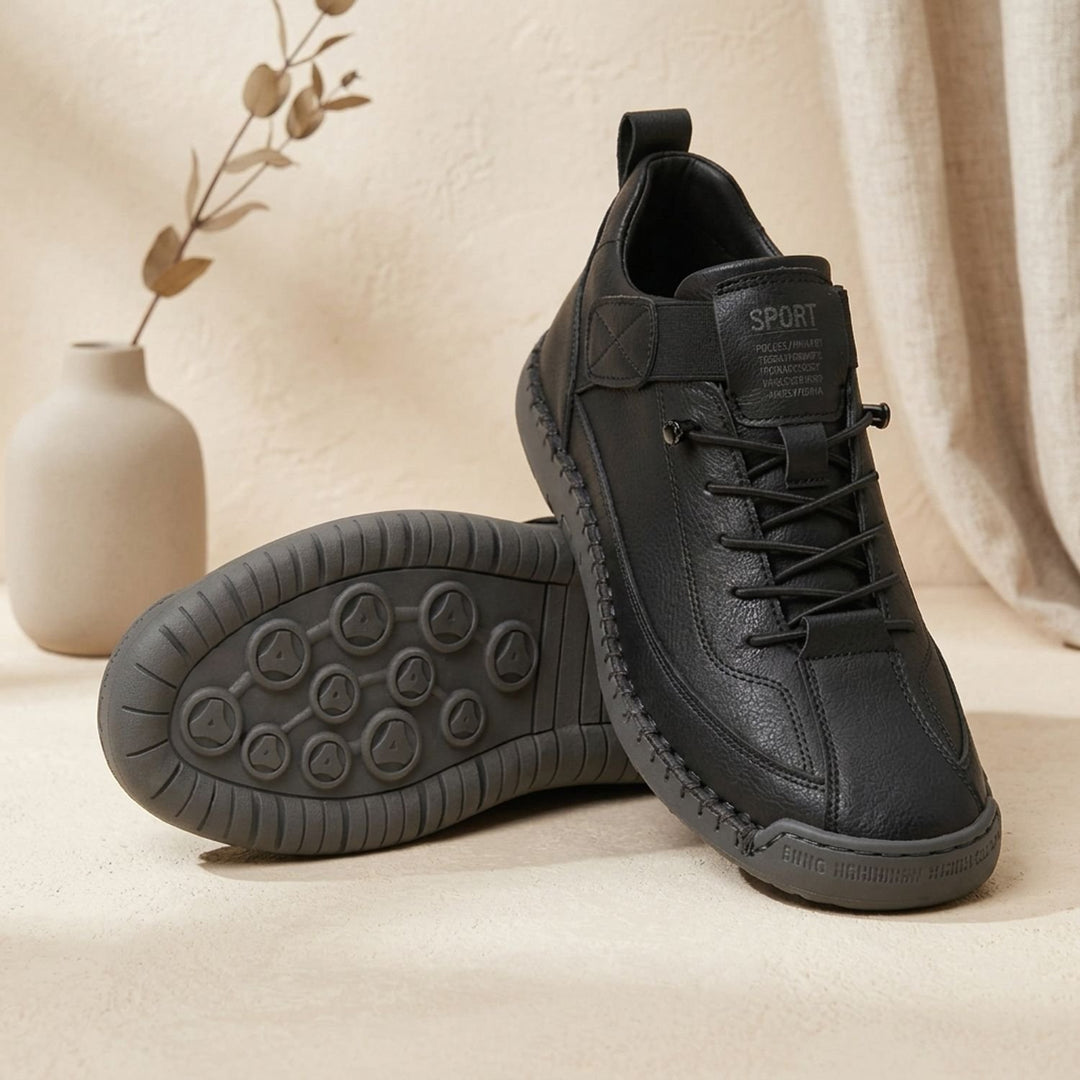 Women's Orthopedic Lace-Up Low-Top Walking Sneakers - Black