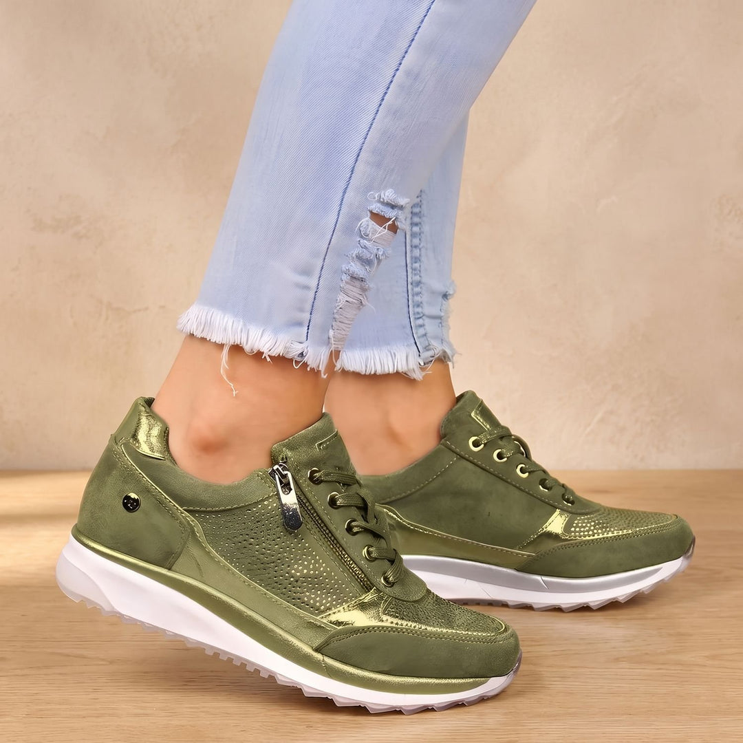 Women's Orthopedic Lace-Up Side-Zip Breathable Mesh Sneakers