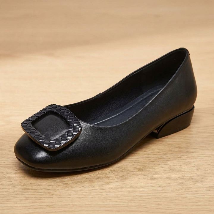 Women's Orthopedic Leather Block-Heel Loafer Pumps