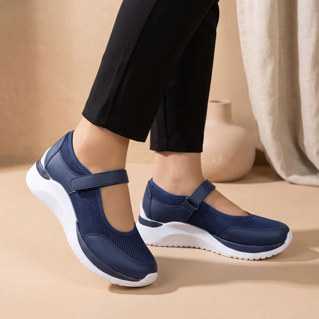 Women's Orthopedic Mary Jane Mesh Velcro Sneakers - Blue