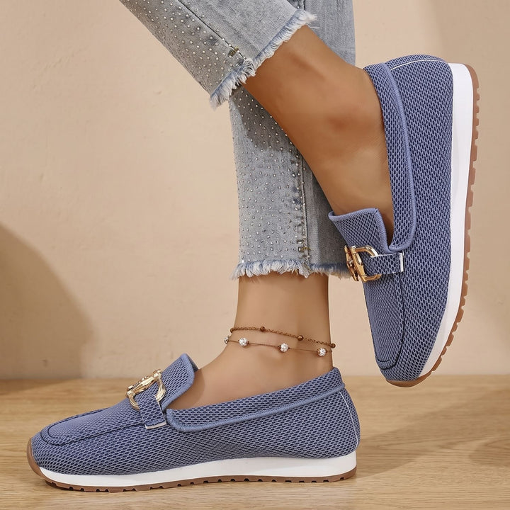 Women's Orthopedic Mesh Slip-On Loafer Sneakers Gold Horsebit