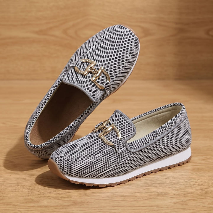 Women's Orthopedic Mesh Slip-On Loafer Sneakers Gold Horsebit